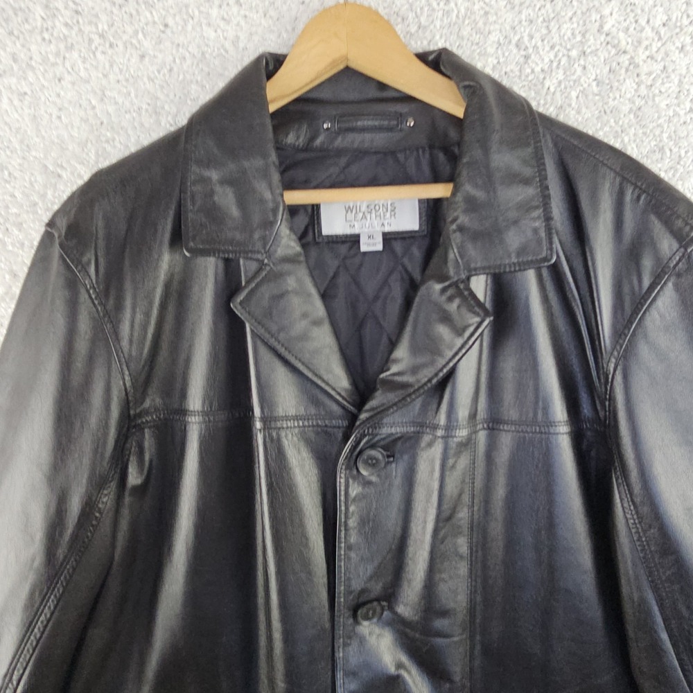 Wilsons M. Julian Diamond Quilted Black Leather Jacket Men's Size XL Button Up - Picture 9 of 16